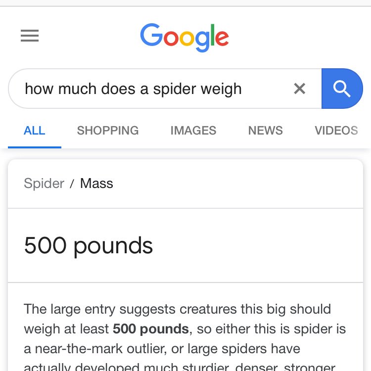 spiders weigh 500 pounds