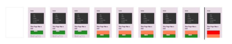 a timeframe of the cumulative layout shift on a page with a too-big navigation