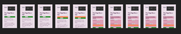 another timeline of a site, showing layout shift